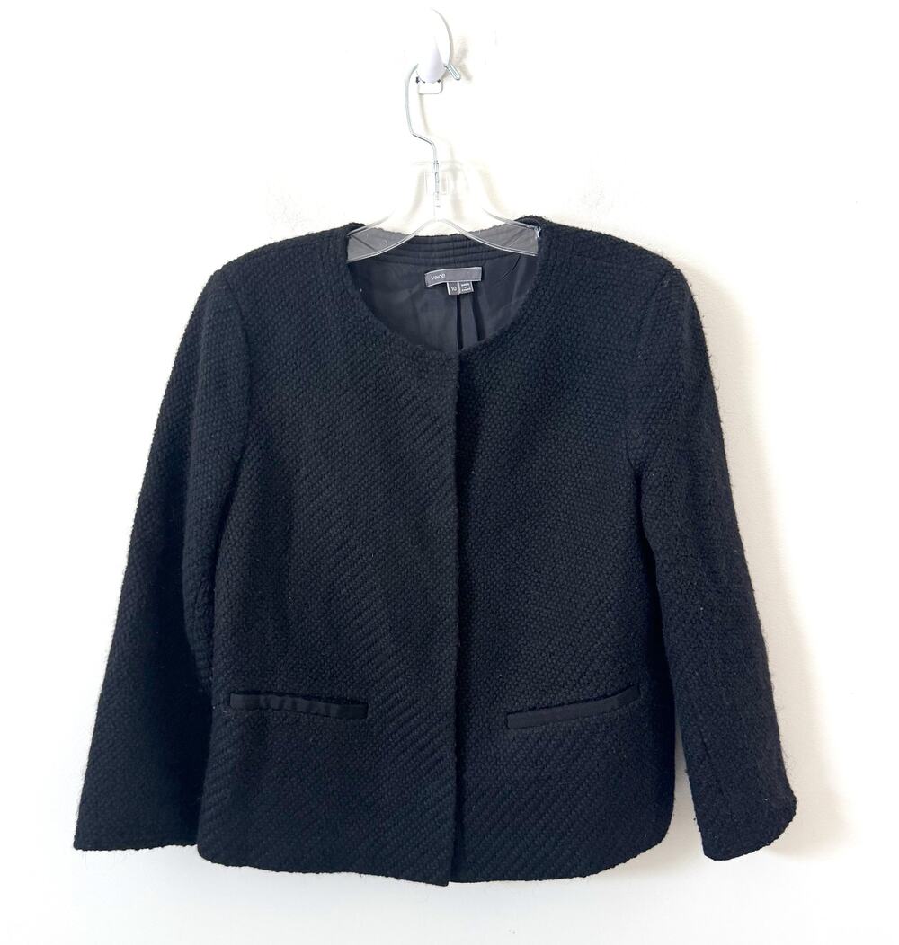Vince Designer Wool Blazer Jacket Black Size 10